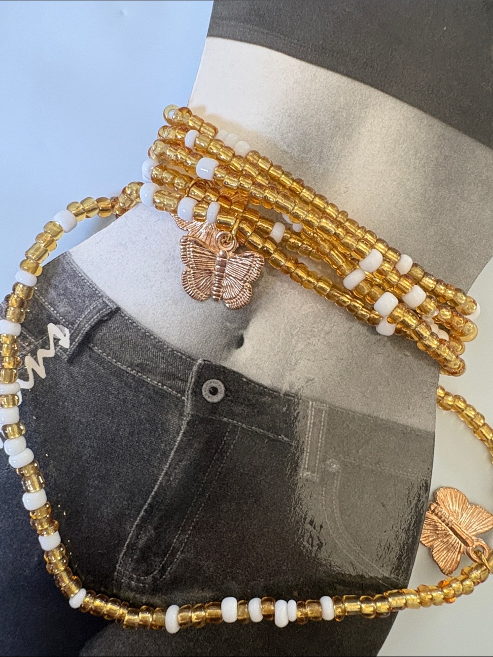 Gold and White Beaded Women’s Bracelet Set